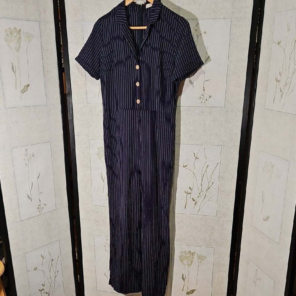 Active USA Blue and White Full Length Jumpsuit